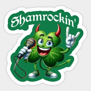 Shamrockin' Rockstar Tee: Unleash Your Inner Irish Rock God! Sticker